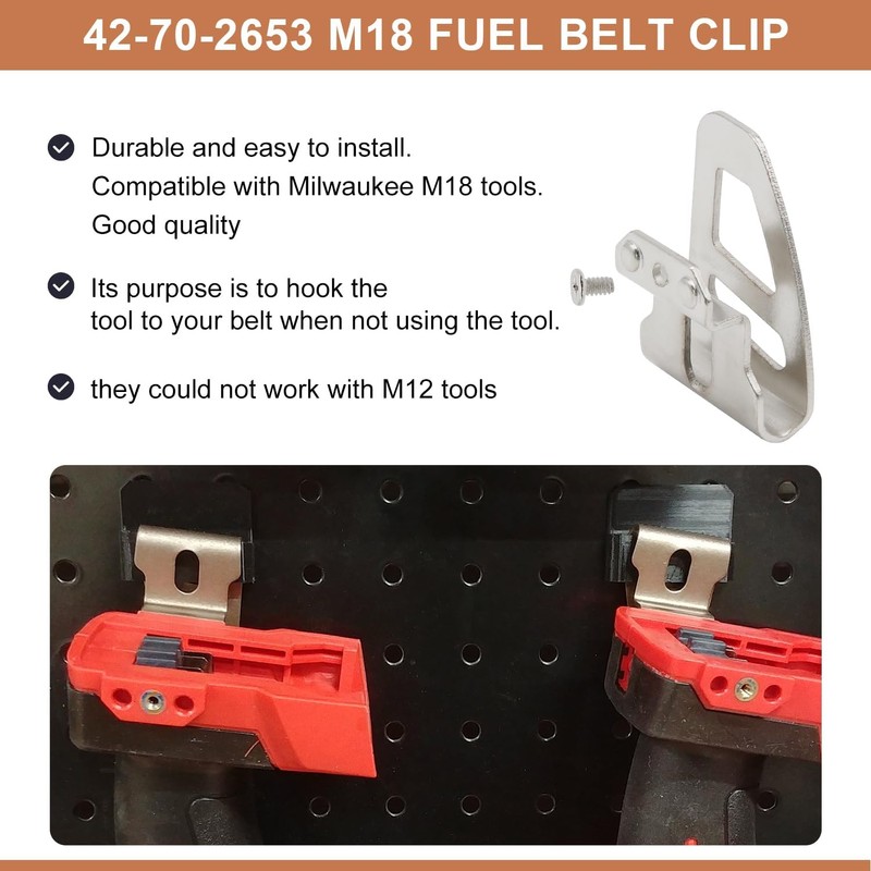 6 Pack 42-70-2653 M18 Fuel Belt Clip/Hook for Work Tool
