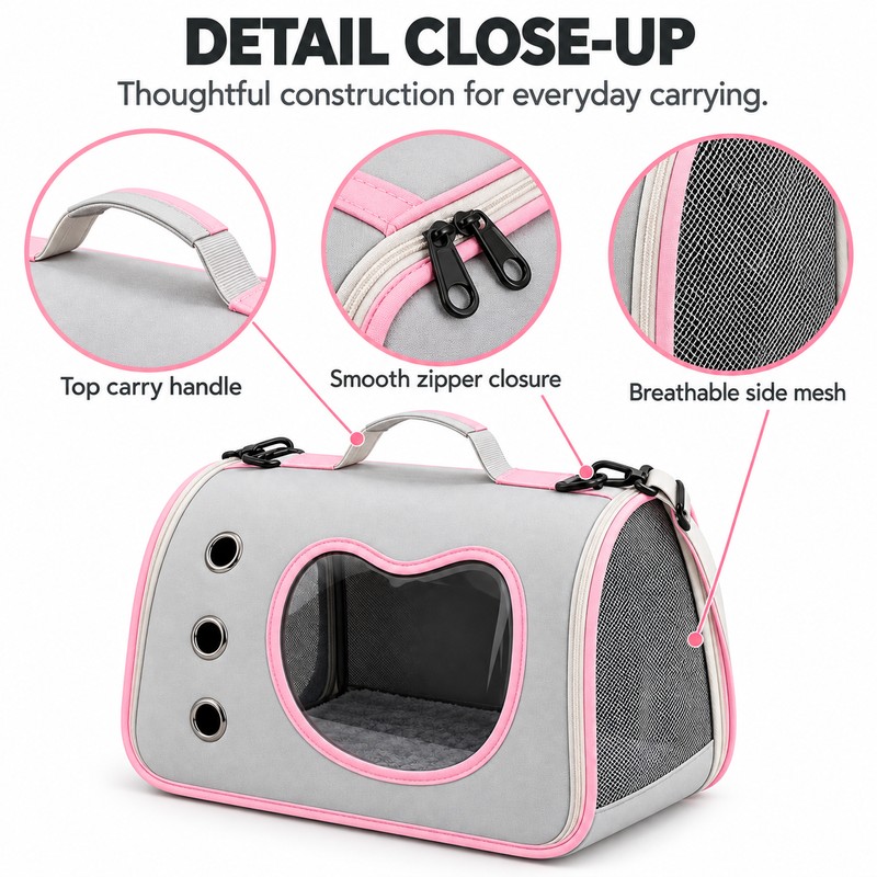 HTMCK Foldable Pet Carrier Bag – Breathable Soft-Sided Shoulder Travel
