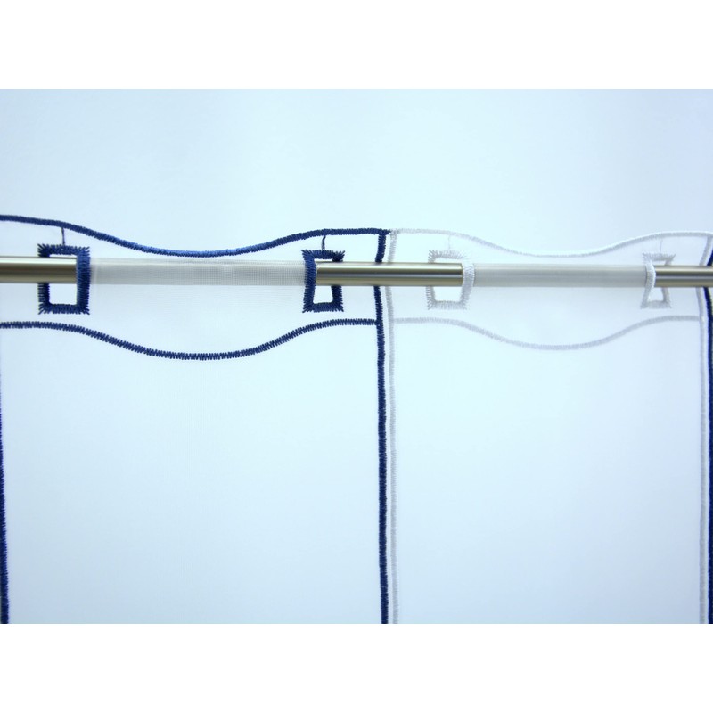 Clever-Kauf-24 Net Curtain Anchor Embroidered Bistro Curtain Blue White Height