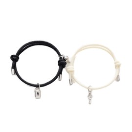 COLORFUL BLING Couples Bracelets Long Distance Mutual Attraction Relationship Key Lock Heart Bracelet Set Matching Rope for Women Men Lovers Gifts-Lock