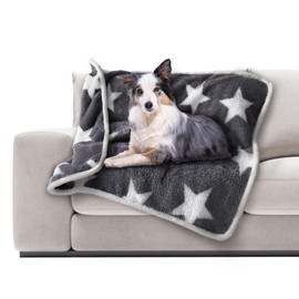 Waterproof Dog Blanket for Medium Dogs-Washable Double Sided Sherpa Fleece Dog Blanket，Soft Plush Reversible Throw Protector for Bed Couch Car Sofa, 30"X40" (Gray, Stars)