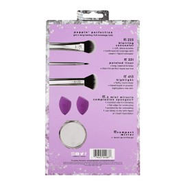 Real Techniques Poppin' Perfection Makeup Brush Set with Makeup Blender Beauty Sponges and Compact Makeup Mirror, Set of 6