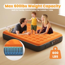 Toggloo Queen Air Mattress with Built in Pump - USB Rechargeable, 10'' Comfort Blow up Mattress, Surface Portable Mattress, Air Bed for Camping, Home and Guest, 600 lbs Max