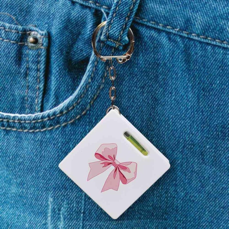 'Pink Bow' Keyring Tape Measure/Spirit Level Tool (KM00041310)