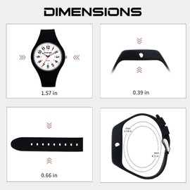 PINDOWS Watches for Women's Men, Sports Analog Watches for Nurses, Doctors, Medical Professionals, Students, Easy to Read Unisex Watch Luminous Dial 12/24 Hour Display