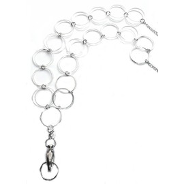 Hidden Hollow Beads Hello Beautiful! Women's Strong Breakaway Clasp Chain Lanyard ID Badge Card Holder Keys, 36" Long, Teacher Cruise Keychain, Silver