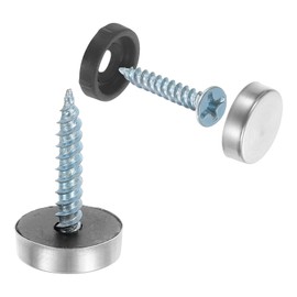 uxcell 24pcs Screw Covers Caps, 14mm Dia Stainless Steel Mirror Screws Decorative Cover Caps Nails Flat Gasket Mirror Screw Fasteners for Sign Advertising Hardware Construction, Silver