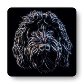Fractal Artworks Cockapoo Set of 4 Coasters with Fractal Art Design. Black Cockapoo