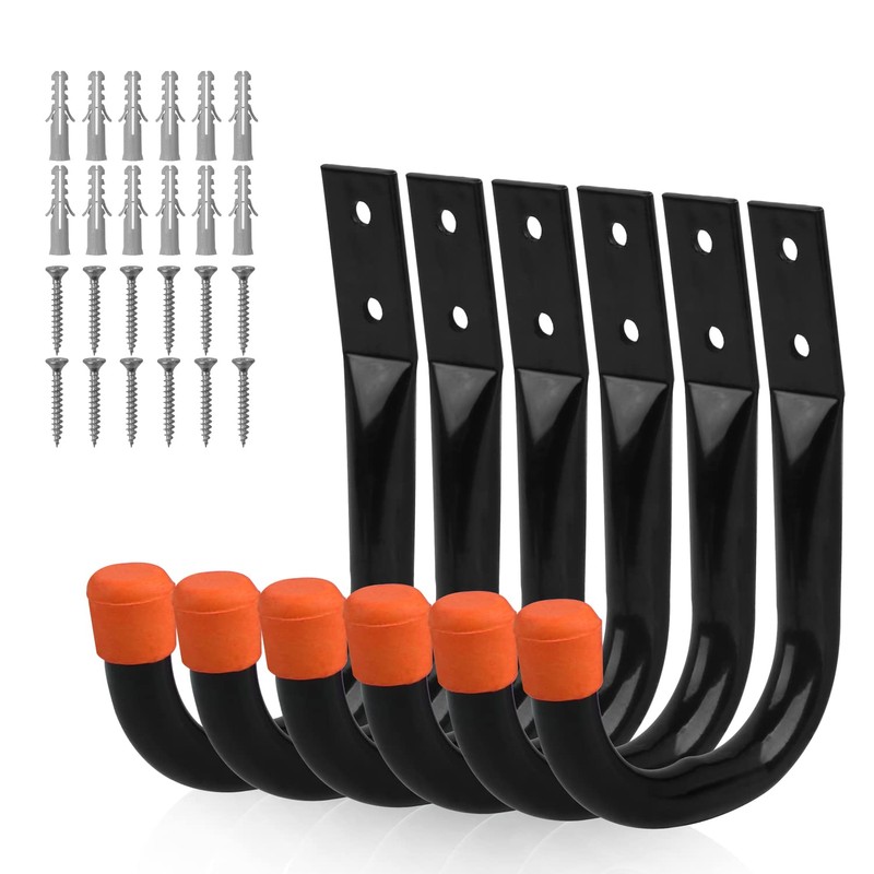 HORUSDY 6-Pack Heavy Duty Metal Wall Hooks, Large Garage Storage