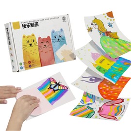 Lovyan 22PCS Rainbow Scratch Art Cards Squeeze Magic Reveal Craft Kits, Double-Sided Dot Line Color Scratch Painting Paper Set Party Favors for Boys and Girls