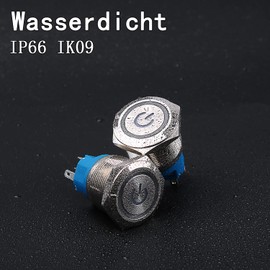 JIQI 22 mm Momentary Metal Pressure Switch 12 V to 24 V 5 A Momentary LED Button Switch IP66 1NO1NC Waterproof Pre-Wired On/Off Button Switch for Vehicle Modification Motorhome DIY (Green Power