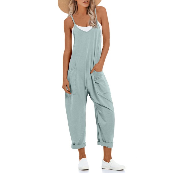 UNIANKIYA One Piece Jumpsuits for women V Neck Sleeveless Loose
