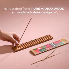 Folkulture Wood Incense Holder for Sticks, Incense Burner Holder, Insence Ash Catcher or Incense Stick Holder for Table Decor, Wooden Insence Stick Holder Accessories, Stick Incense Holder (Natural)