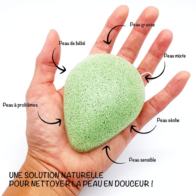 Organic Konjac Face Sponge Green Tea | Set of 4