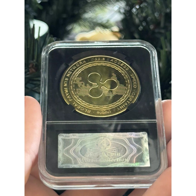 XRP Coin Metal Physical Coin In Plastic Protective Case
