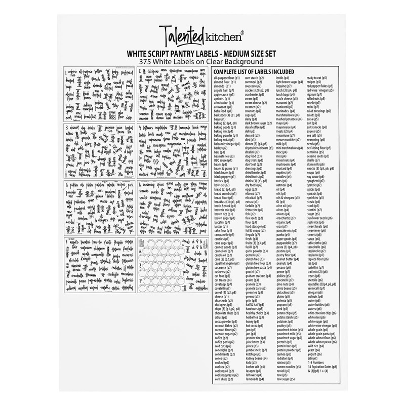 Talented Kitchen Kitchen Labels for Pantry Containers - 375-Pack, White