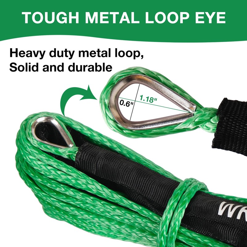 WROUGH 1/4 in x 50 ft Synthetic Winch Rope with