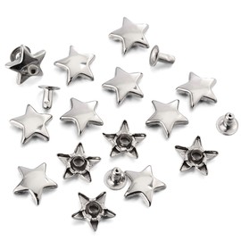 100 Sets 12MM Silver Star Rivets for Leather Star Rivet Studs Garment Rivets Leather Rivets Studs and Spikes for Leather Craft Clothing Bags Belts Dog Collar Shoes DIY Rivets 15/32 Inch