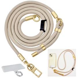 DAOSUN Crossbody Phone Strap, 3 in 1 Detachable Anti Theft Phone Lanyard Cross Body |Wrist Strap & Neck Lanyard with Tether Tab for Women and Men (Apricot)