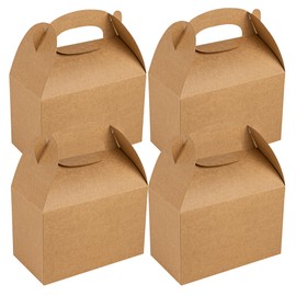 Restaurantware Bio Tek 8.5 x 4.8 x 5.5 Inch Gable Boxes For Party Favors, 25 Attractive Gift Boxes - With Built-In Handle, Greaseproof, Kraft Paper Gable Boxes, For Birthday Parties And Weddings