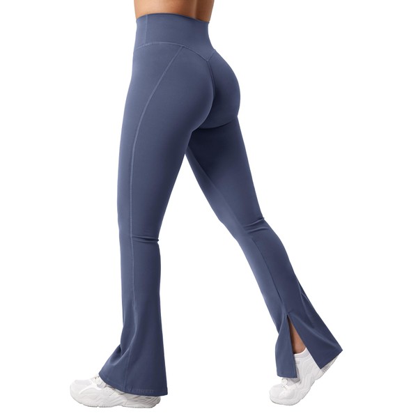 YEOREO Flare Split Hem Leggings for Women Tummy Control Workout