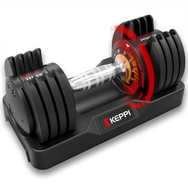 Keppi Adjustable Dumbbells Set-25lb Single, Anti-Slip Metal Fast Adjust Weight Handle, Exercise & Fitness for Full Body Workout -DBA25(Single)
