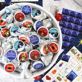 Religious Christmas Candy Favor Stickers - Christian Faith - 180 Labels