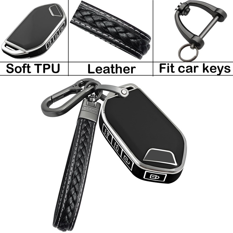 Yonmcfn for kia key fob cover with metal/leather keychain,TPU Key