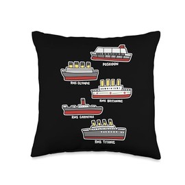 Famous Cruise Ship RMS Titanic Britanic Poseidon Carpathia Throw Pillow