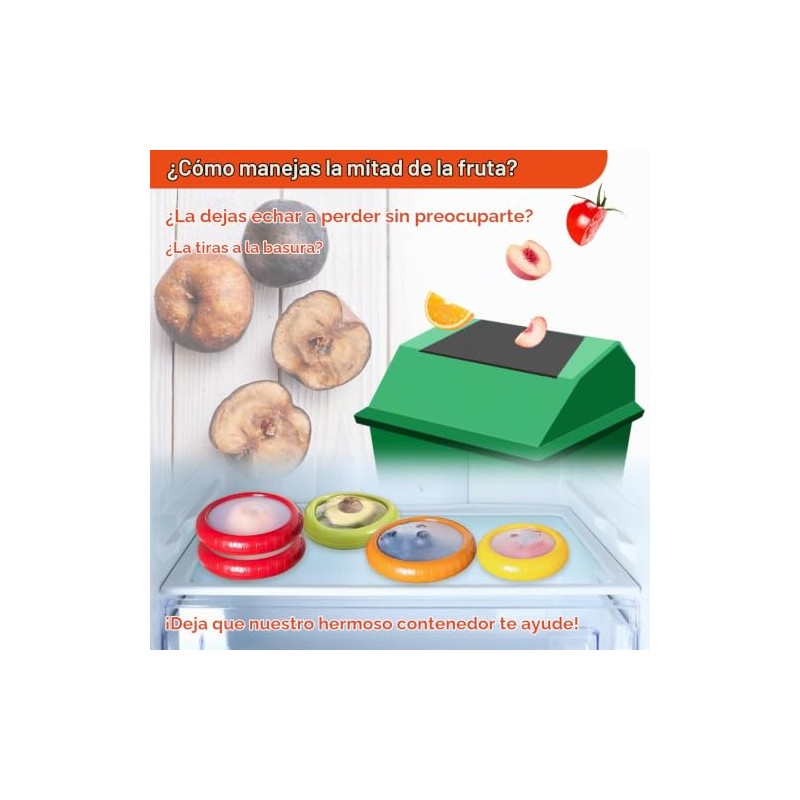 Recipientes Silicona Reutilizables 5 Unidades para Nevera, Conserva Cebolla, Tomate,