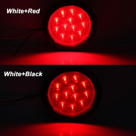 Traberm 12Pcs 4" Inch Round Red Led Stop Turn Tail Lights 12 LED, 4 Inch Round LED Trailer Tail Lights Brake Truck Trailer Lights Flush Mount IP67 Waterproof Sealed for Boat RV Trucks Pickups 12V