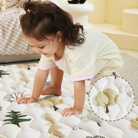 Lasoftan Baby Play Mat 50" X 50", Extra Thicker & Large Baby Mat for Floor, Soft Non-Slip Cushioned Play Mats for Babies, Toddlers, Foldable and Washable Baby Play Mat Palm Trees