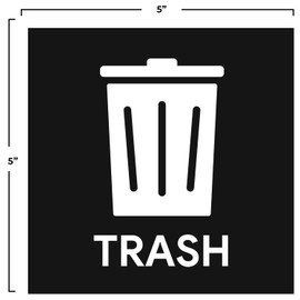 Trash and Recycle Stickers 4pcs | Weatherproof Indoor Outdoor Recycling Stickers for Trash Can Bins, 5" Square (2 Trash, 2 Recycle Decals)