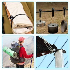 Tarp Bungee Ball Cords 12 inch,Tarp Bungee with Ball Heavy Duty Tarp Tie Down Ball for Outdoor Canopy,Tents, Cargo, Shelter, Gazebo with UV-Resistant (60 PCS)