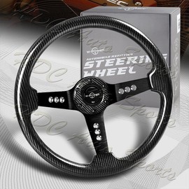 W-Power 343MM 6-Hole Real Carbon Fiber Aluminum 3-Spoke 13.5" Steering Wheel