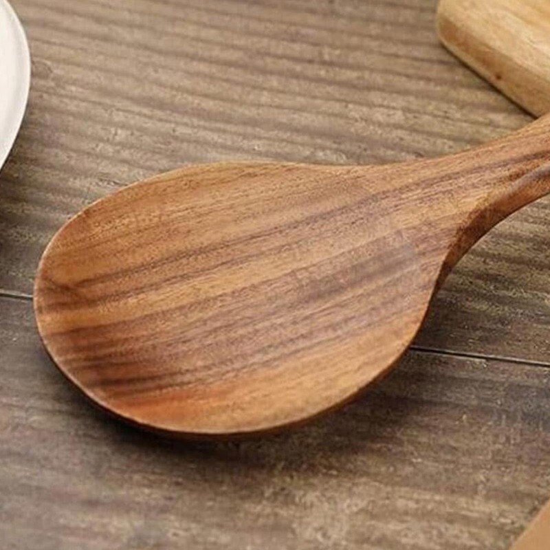 Natural Wood Rice Paddle Non-Stick Wooden Paddle Serving Spoons Rice