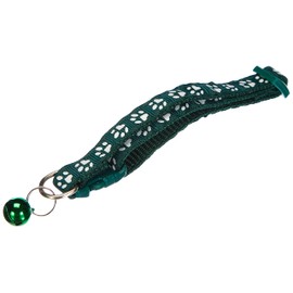 Cat-Collar with paw print and Little Bell, One Size, Grey