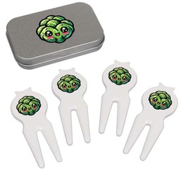 Azeeda 'Cute Kawaii Brussels Sprout' Golf Divot Tool/Repair Fork Gift Set (GO00063898)
