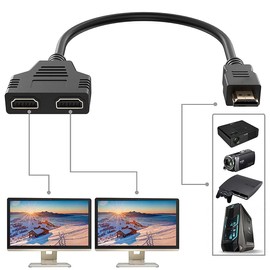 HDMI Splitter Adapter,1080P HDMI Male to Dual HDMI Femal 1 to 2 Way HDMI Splitter Adapter Cable for HDTV HD, LED,LCD Monitor and Projectors, Support Two TVs at The Same Time