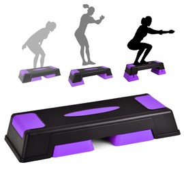 SPORFIT Aerobic Step Platform for Exercise w/Risers,Workout Step Height Adjustable 5"-7"-9",Fitness Step 450lbs Capacity,Non-slip Exercise Step Deck for Home/Gym