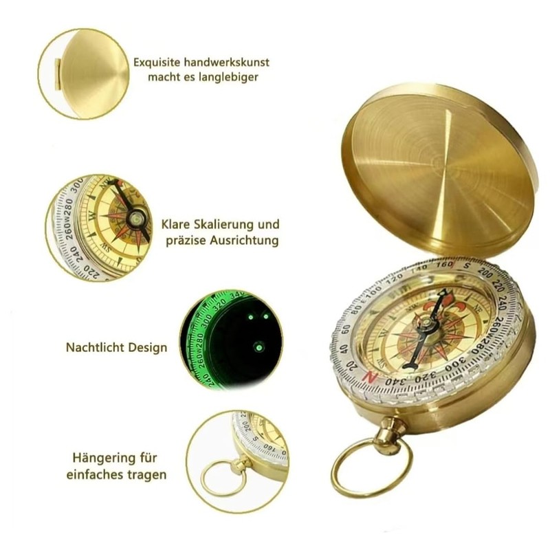 Outdoor Portable Compass Pocket Compass with Luminous Numbers for Campin
