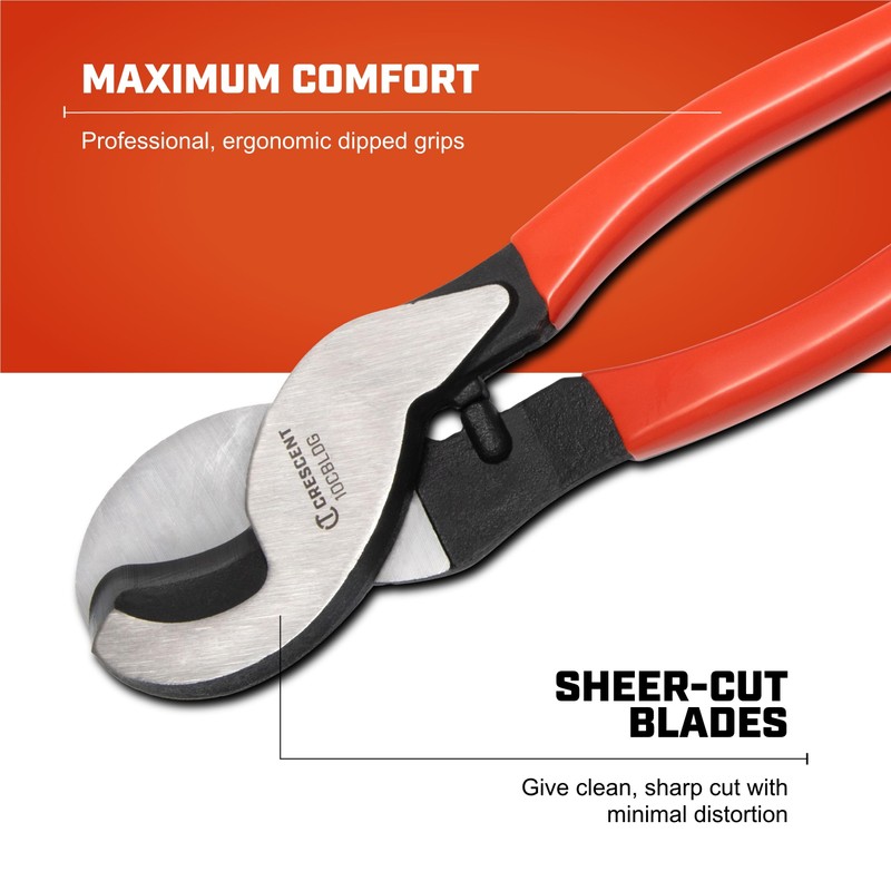 Crescent Cable Cutter, Dipped Handle Pliers - Premium Cutting Pliers