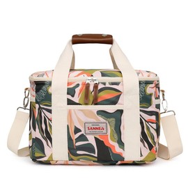 ONGLYP Insulated Lunch Bag for Women and Men,Lightweight Reusable Cooler Tote Bag for Picnic Beach,Waterproof Stripe Lunch Box for Office Work (Leaf, 14L)