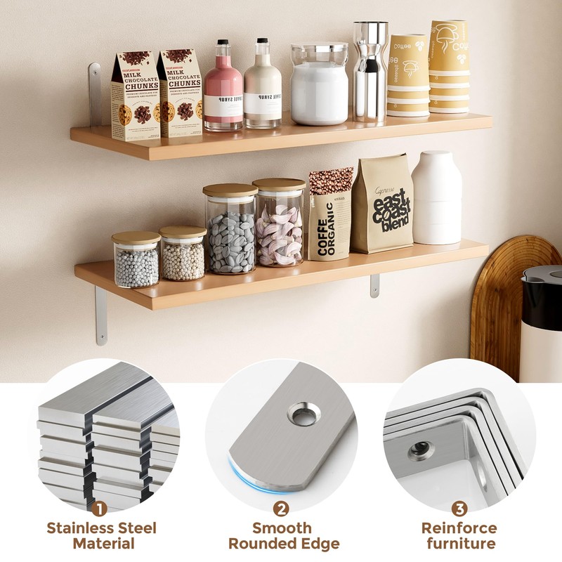 Sayayo 4pcs 125mm x 75mm Brushed Stainless Steel Shelf Support