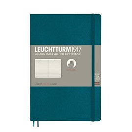 LEUCHTTURM1917 - Paperback B6+ Ruled Softcover Notebook (Pacific Green) - 123 Numbered Pages