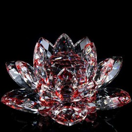 Zoogamo 3" Red Crystal Lotus Flower – Glass Home Decor for Feng Shui with Clear Reflection & Gift Box