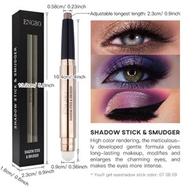 LOKFAR 3 PCS Eye-Shadow Stick Makeup Cosmetics Eye Brightener, Waterproof Rotatable Cream Eye Shadow Pencil, Glitter Shimmer Eyeshadow Stick with Sponge Brush for Eye Makeup (07#08#09#)