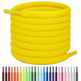 Handshop Half Round Shoelaces 1/4" - Oval Shoe Laces Replacements For Sneakers and Athletic Shoes Sports Yellow 45.3 inch (115cm)