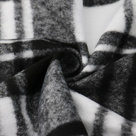 RonFoxi Black Scarf for Women Winter - Long Fashion Black and White Tartan Plaid Scarf Checked Blanket Scarf for Spring Winter (Style 17)