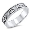 Christian Fish Ichthus Eternity Love Ring .925 Sterling Silver Band